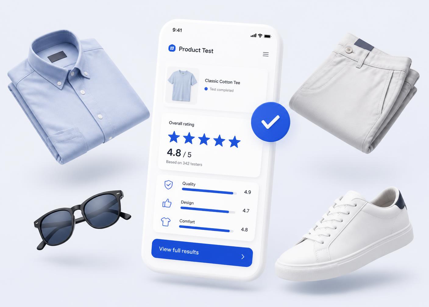 تقييم قميص ونظارات وحذاء أبيض عبر تطبيق 4Service